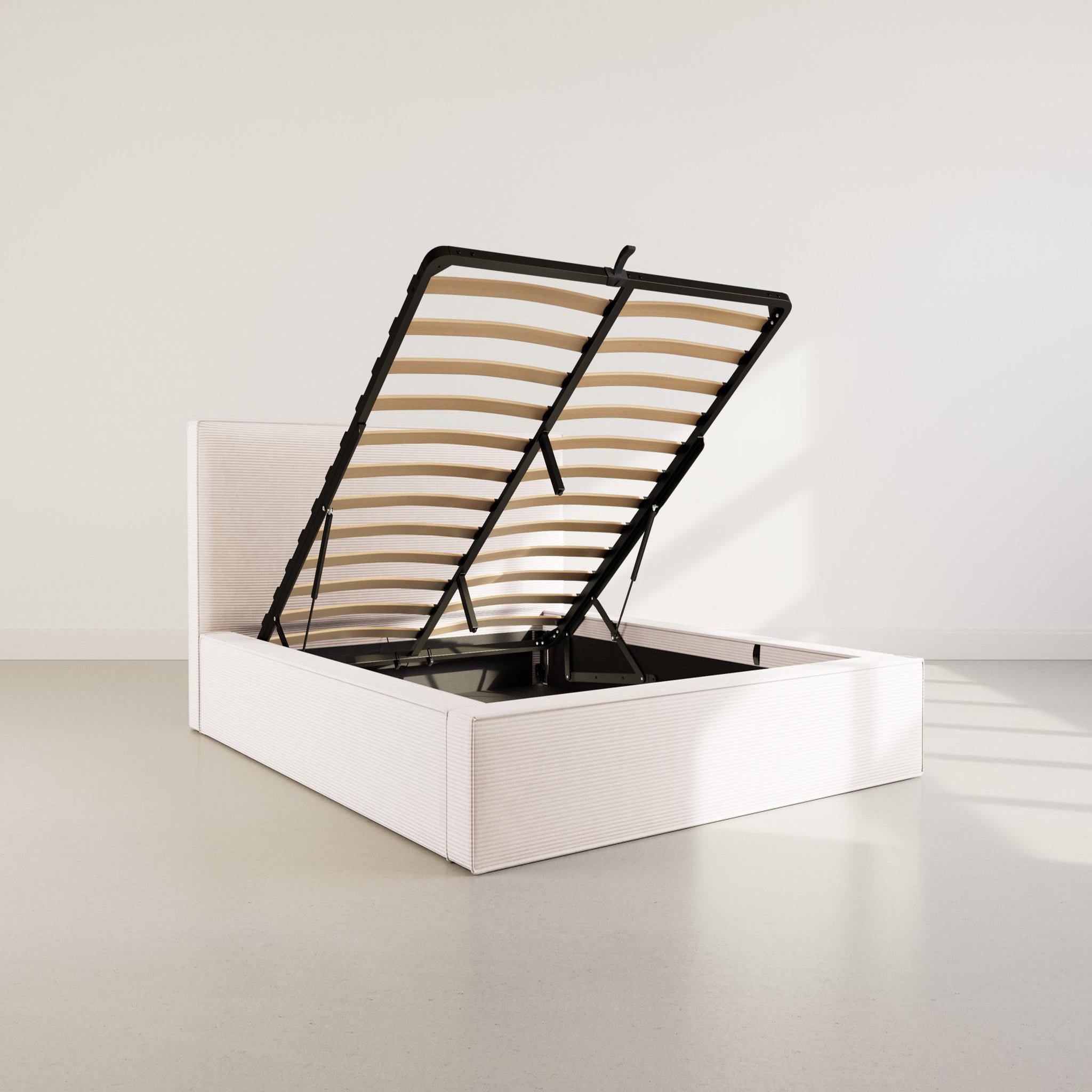 Voir la diapositive 3 : BEST MOBILIER Topaze - lit coffre - 160x200 cm - sommier inclus - velours côtelé