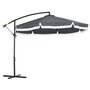 Voir la diapositive 1 : OUTSUNNY Parasol déporté grande taille dim. Ø2,95 x 2,6H m manivelle pied en croix 8 baleines gris