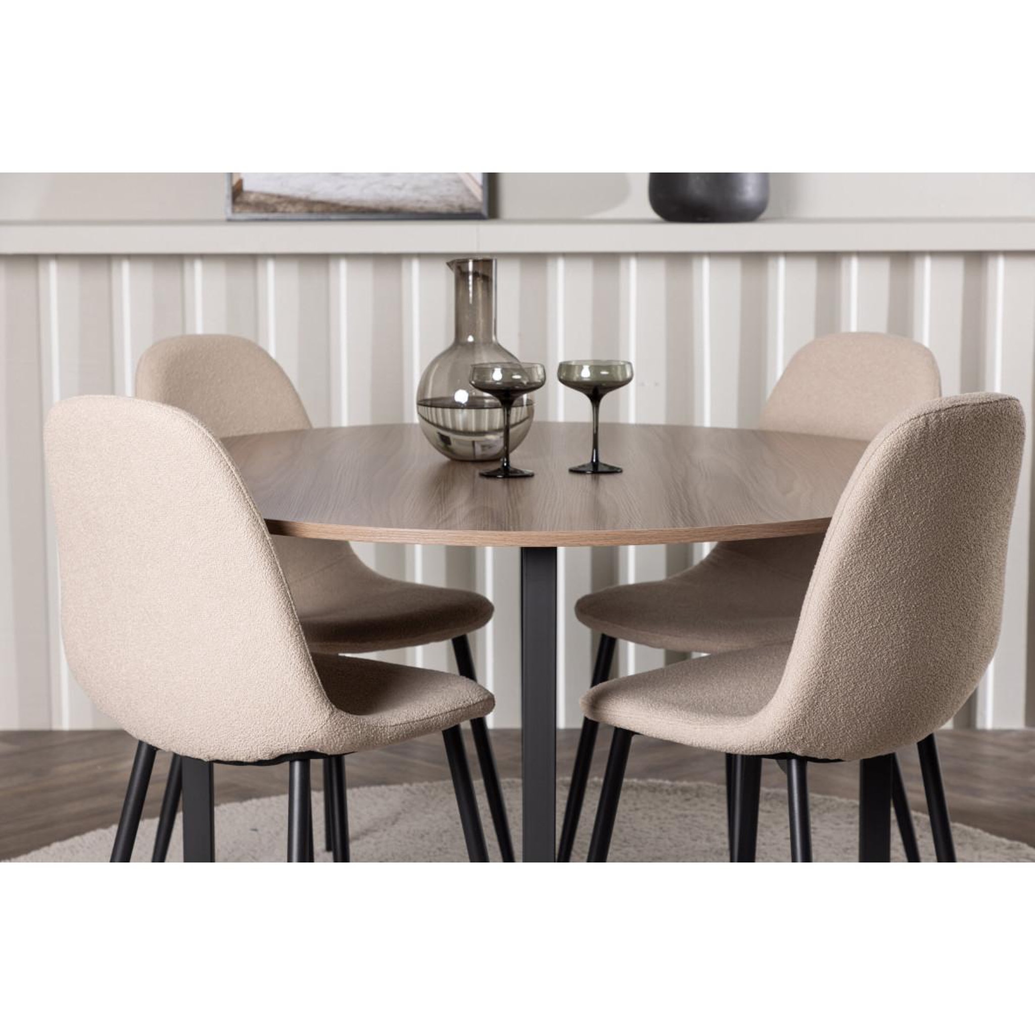 Voir la diapositive 4 : Paris Prix Ensemble table à manger & 4 chaises  durango & polar  120cm noyer & beige