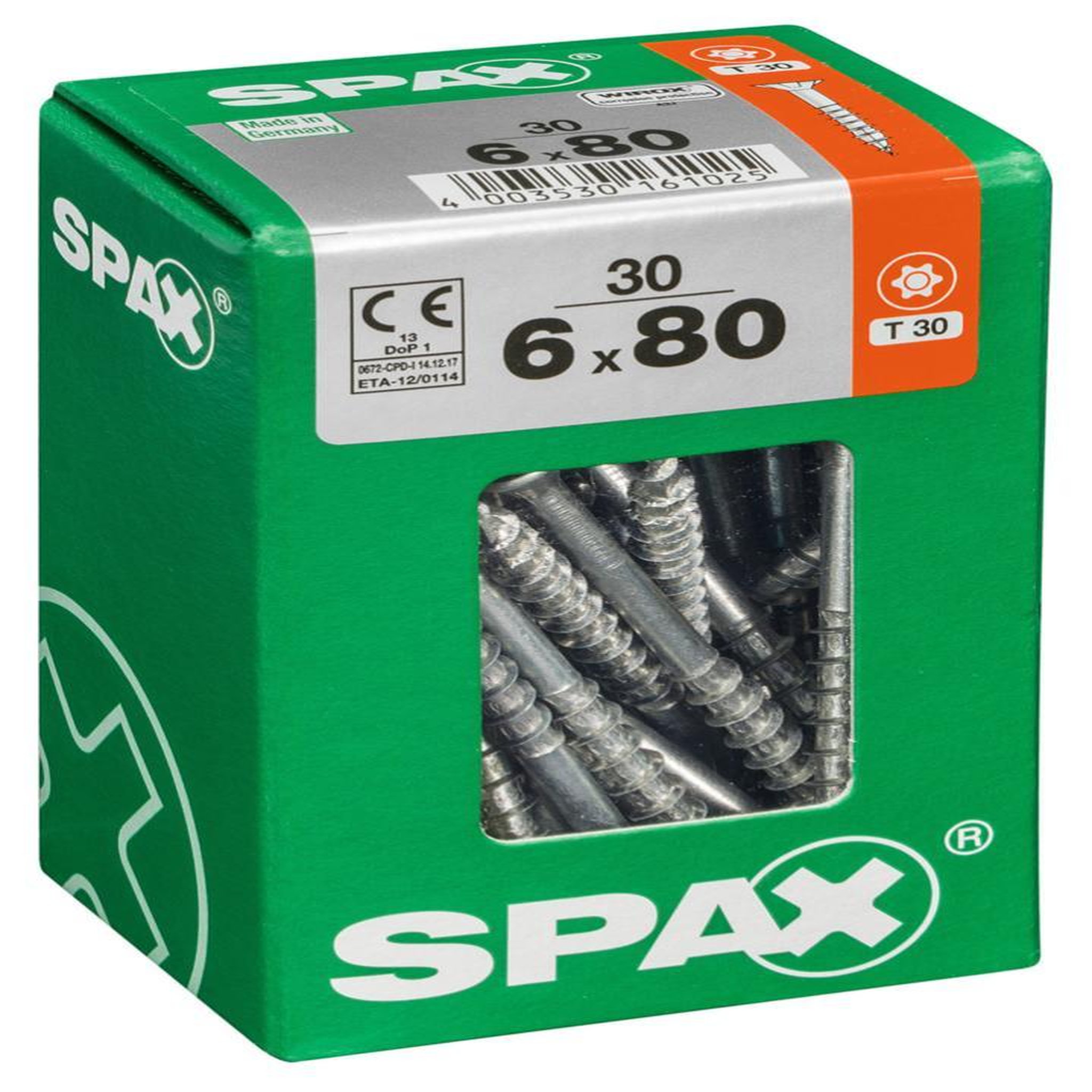 CENTRALE BRICO Lot de 30 vis acier tête fraisée torx SPAX, Diam.6 mm x L.80 mm