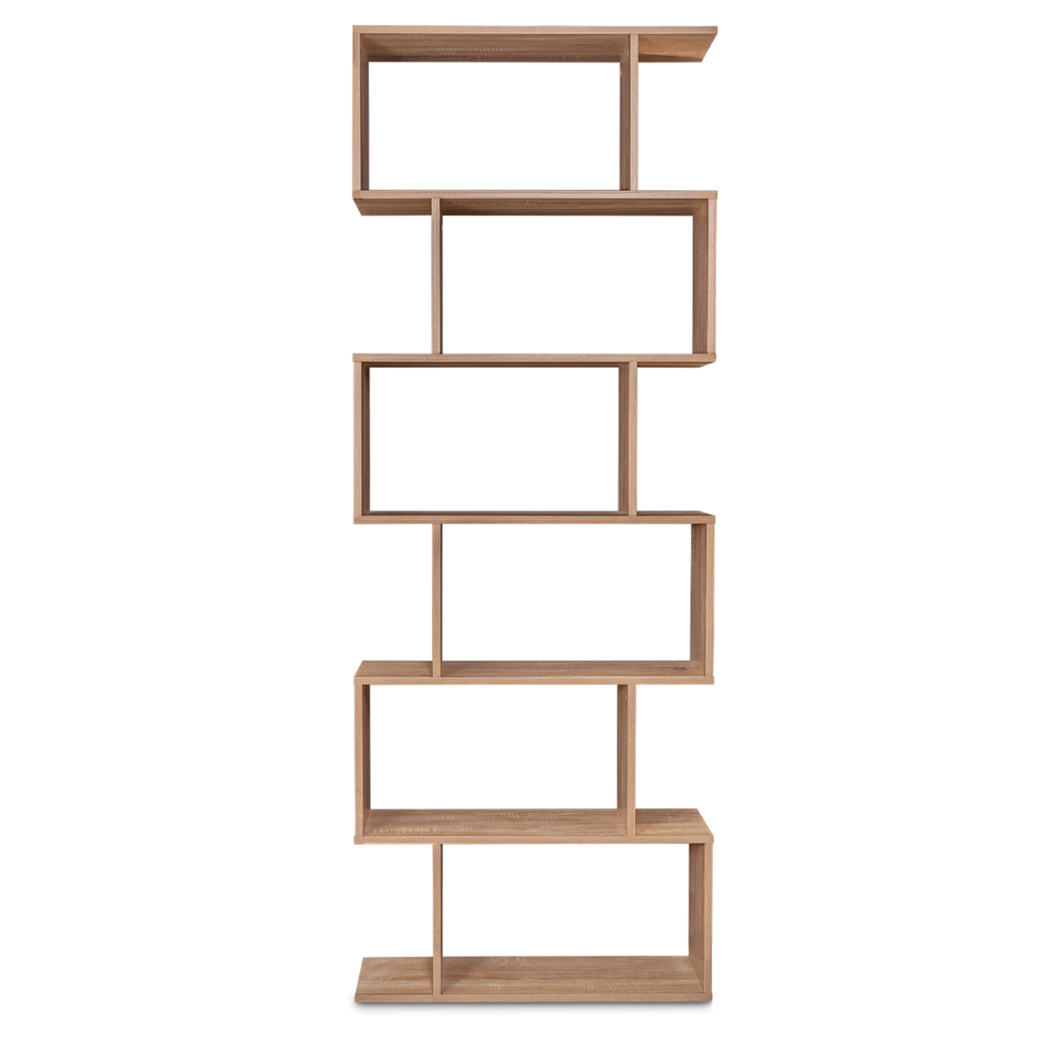 Voir la diapositive 3 : ID MARKET Etagère bibliothèque SOFIA forme S bois façon hêtre 189 cm