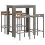 Voir la diapositive 3 : VIDAXL Ensemble de bar jardin 5 pcs gris poly rotin/bois massif acacia