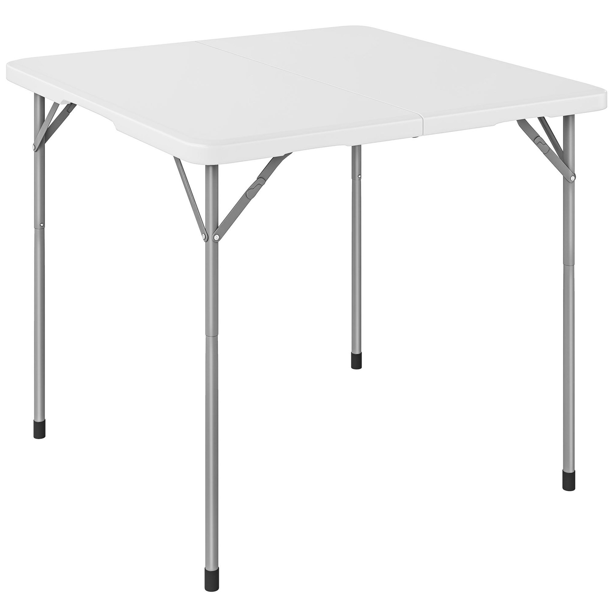 OUTSUNNY Table de camping carrée pliante hauteur réglable métal HDPE blanc