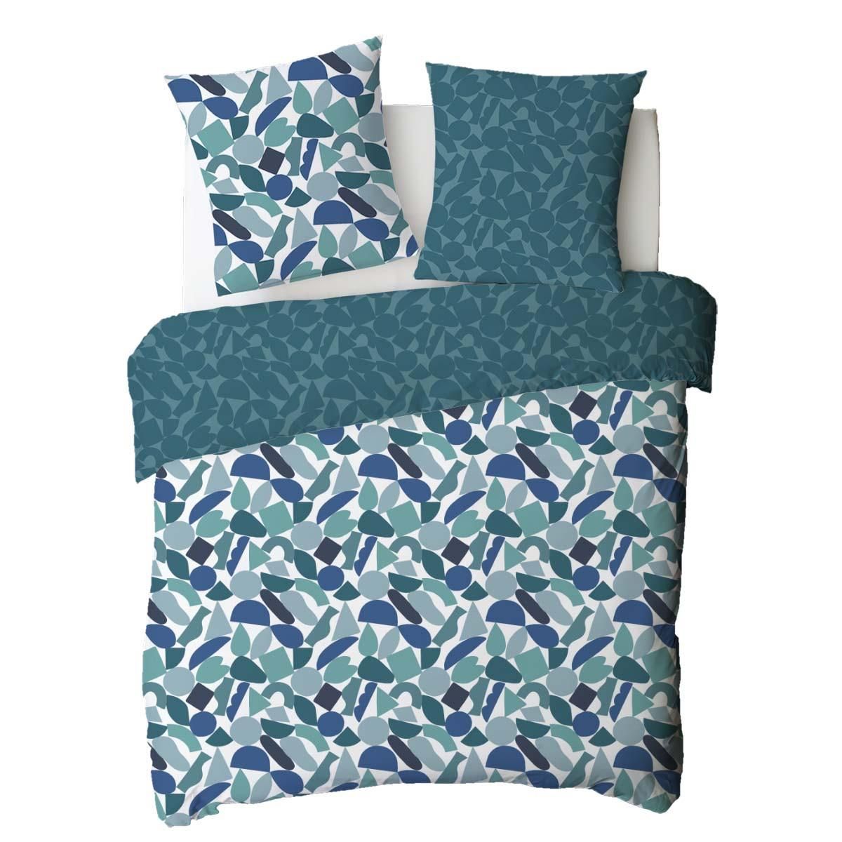 FUTURE HOME Parure de lit 2 personnes géométrique réversible en coton