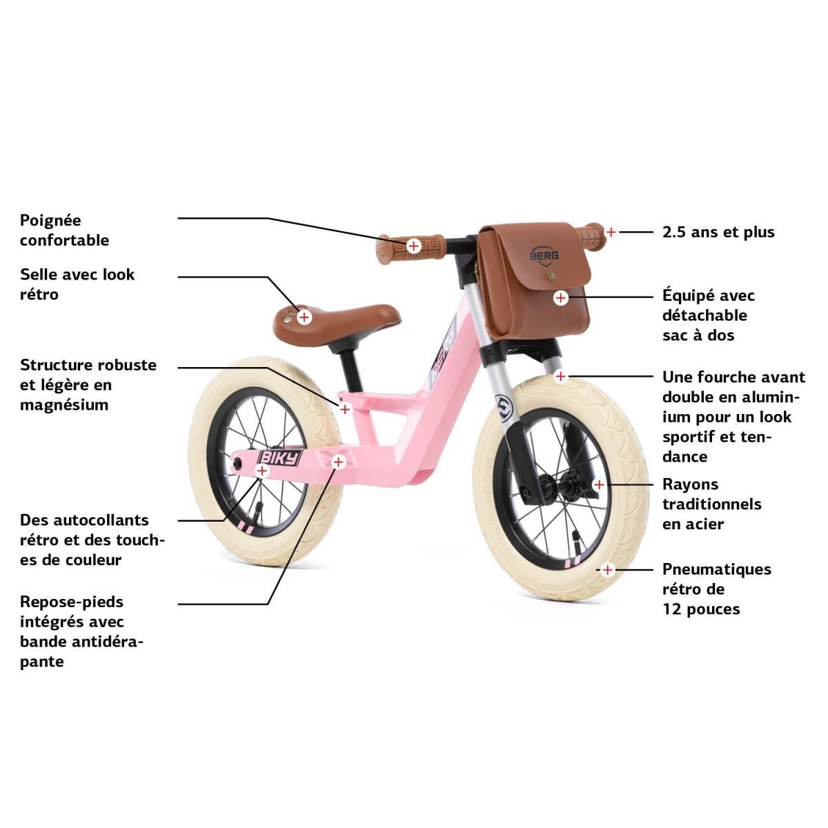 Berg Vélo d'équilibre Biky Retro rose