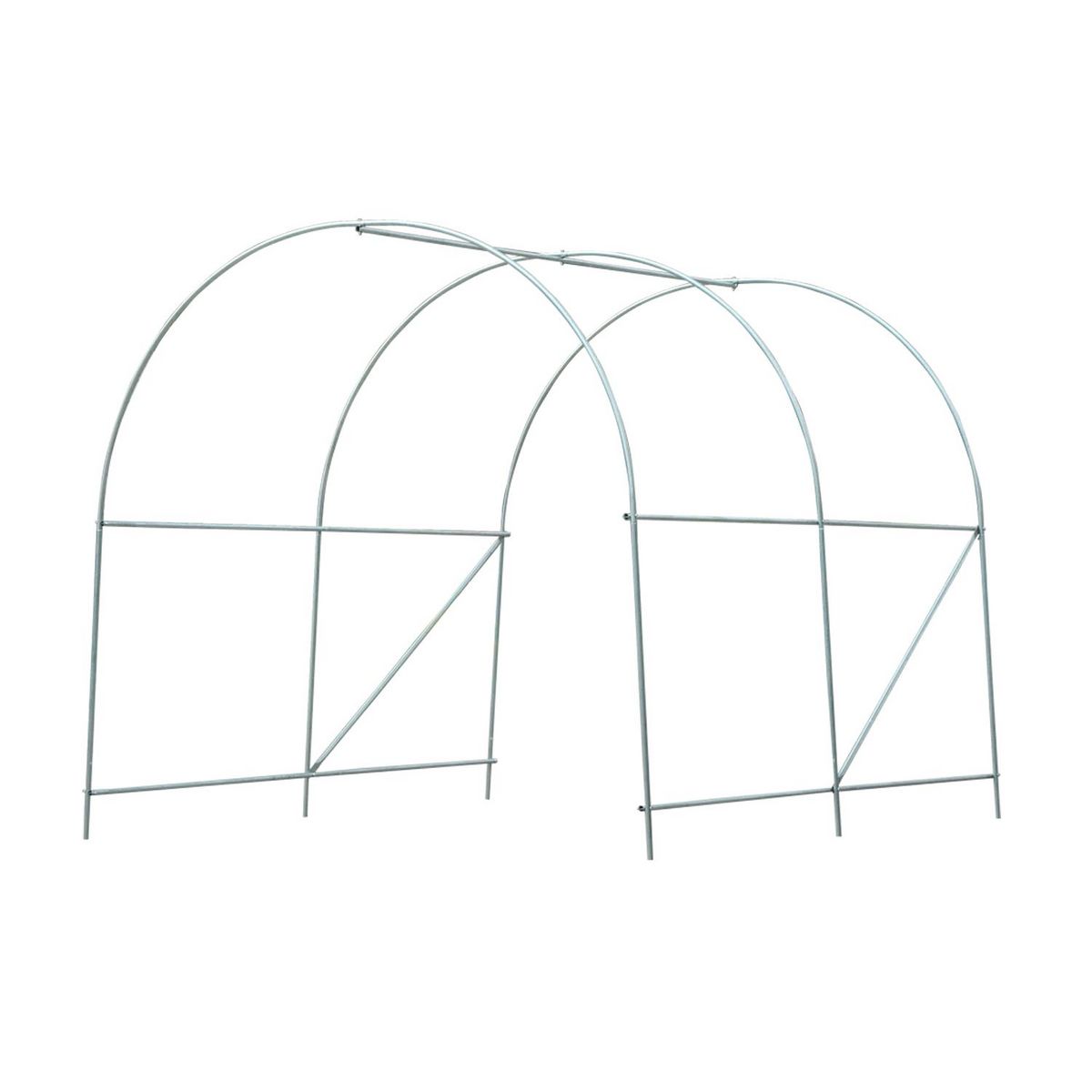OUTSUNNY Serre de jardin tunnel surface sol 5 m² 2,5L x 2l x 2H m châssis tubulaire renforcé 18 mm 4 fenêtres blanc
