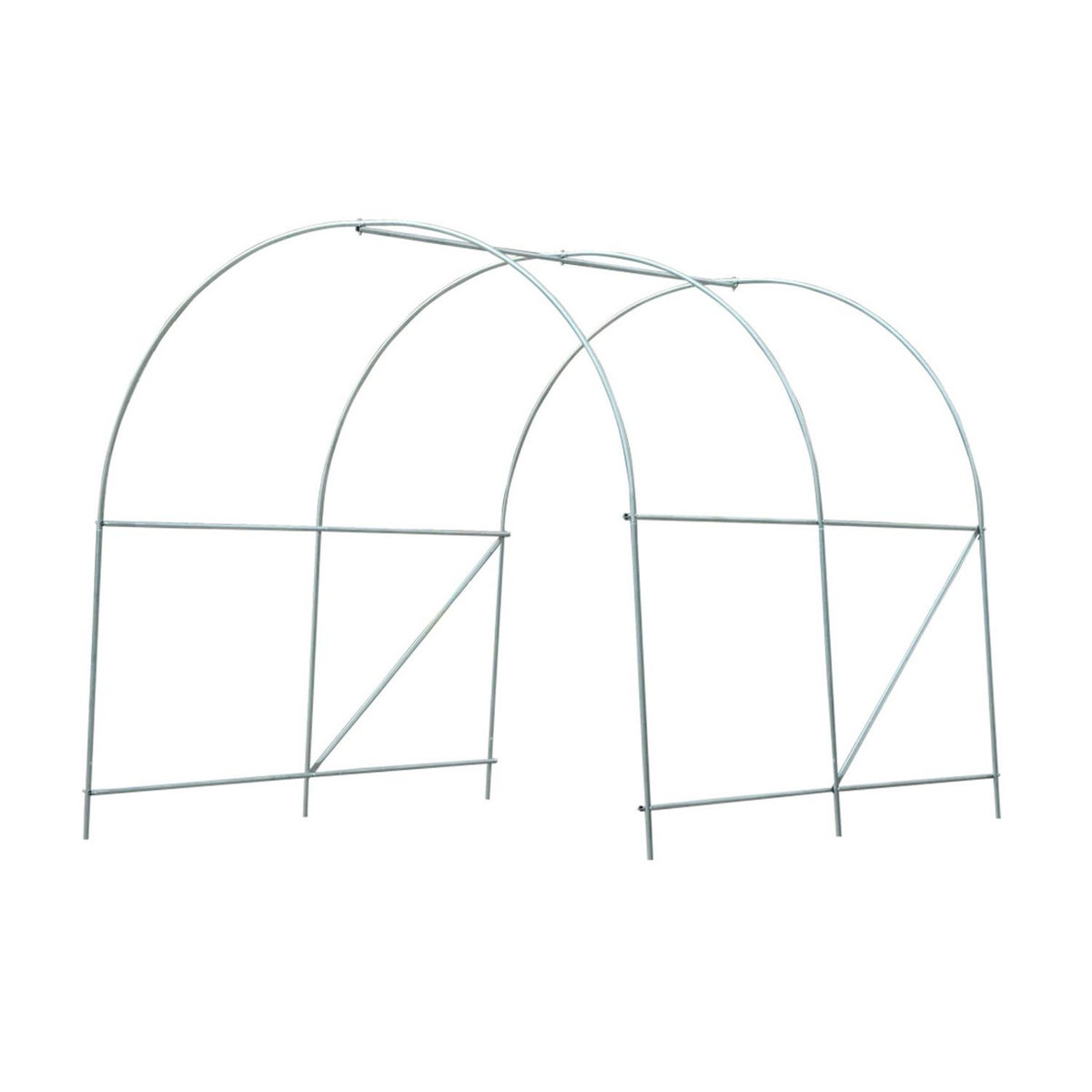 OUTSUNNY Serre de jardin tunnel surface sol 5 m² 2,5L x 2l x 2H m châssis tubulaire renforcé 18 mm 4 fenêtres blanc