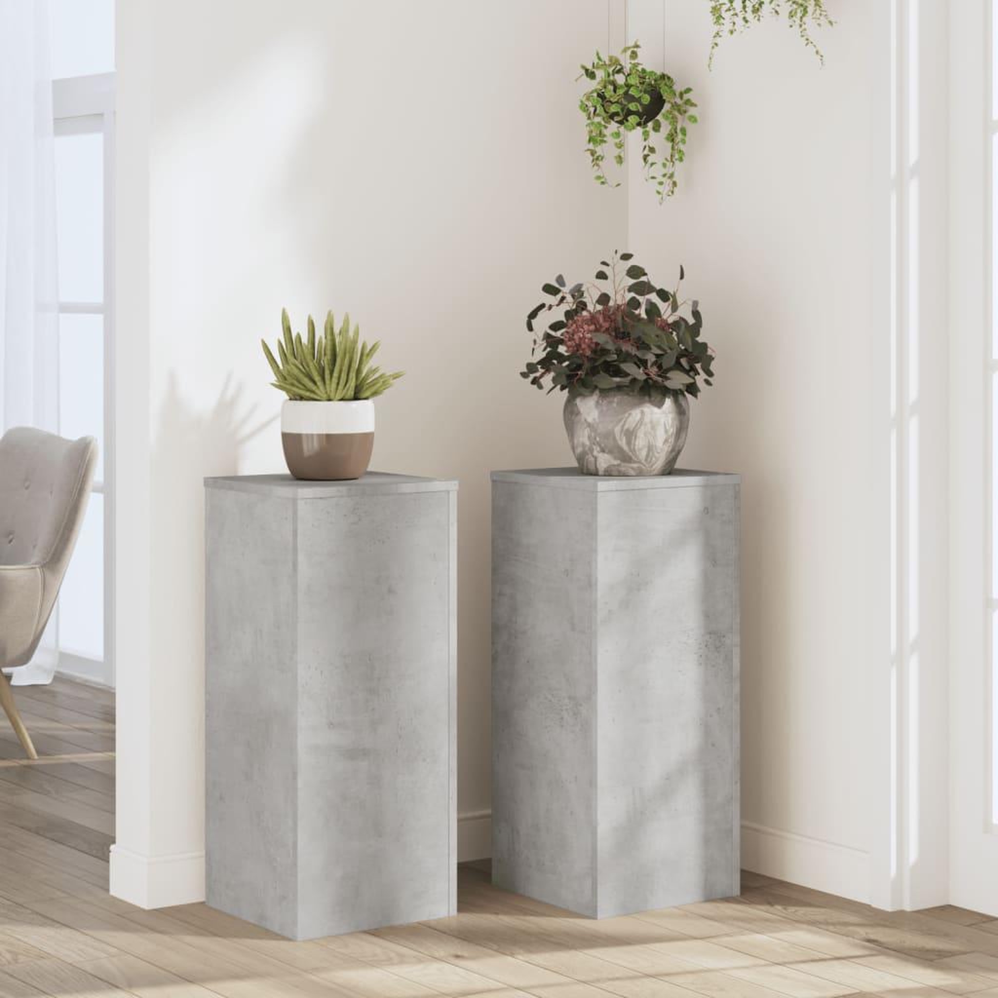 VIDAXL Supports pour plantes 2 pcs gris beton bois d'ingenierie