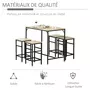 HOMCOM Ensemble table de bar design industriel + 4 tabourets repose-pieds panneaux particules imitation chêne clair métal noir