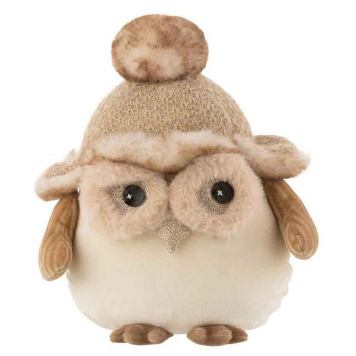 Paris Prix Statuette Déco  Hibou Debout  21cm Beige & Marron