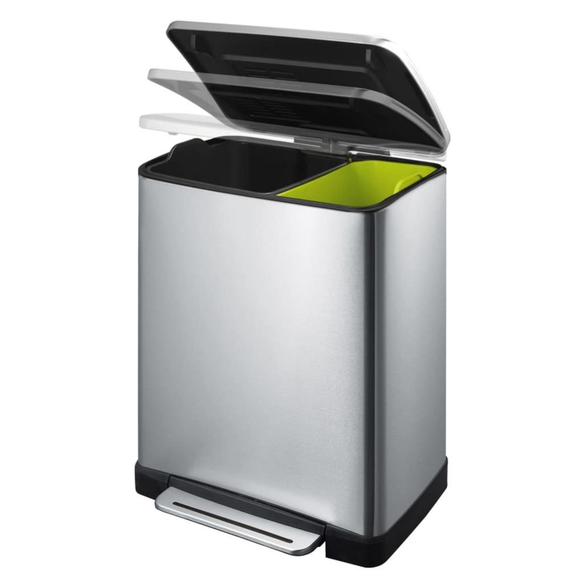 EKO EKO Poubelle a pedale E-Cube 28 L+18 L Argente mat