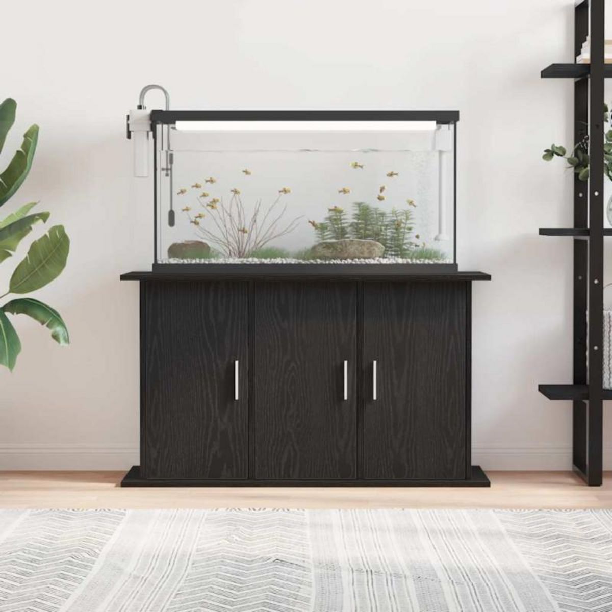 VIDAXL Support d aquarium chêne noir 101x41x58 cm bois d ingénierie