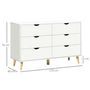 Voir la diapositive 3 : HOMCOM Commode 6 tiroirs design scandinave piètement effilé incliné bois pin panneaux blanc
