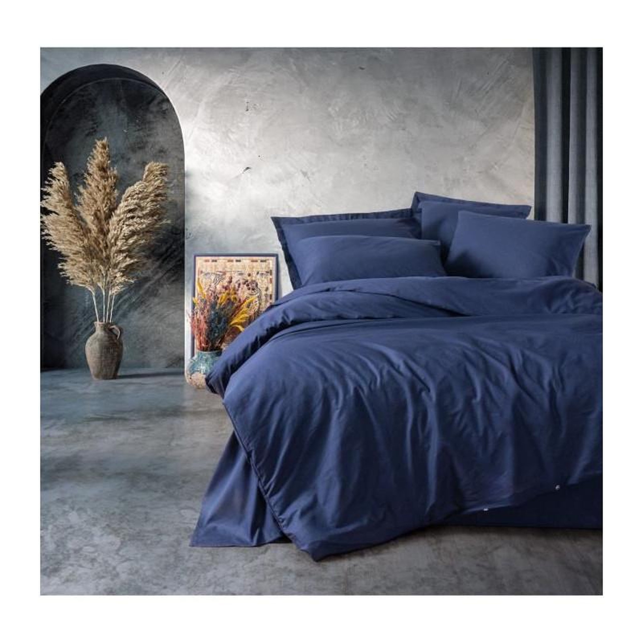GENERIQUE Parure de lit - 129CTN64628 - 1 housse de couette 220 x 240 cm + 2 taies d'oreiller 60 x 60 cm - 100% coton ranforcé - Bleu