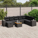 VIDAXL Salon de jardin 9 pcs avec coussins noir resine tressee