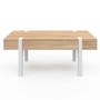 Voir la diapositive 3 : ID MARKET Table basse 1 tiroir AUSTRIA bois pied épingle blanc