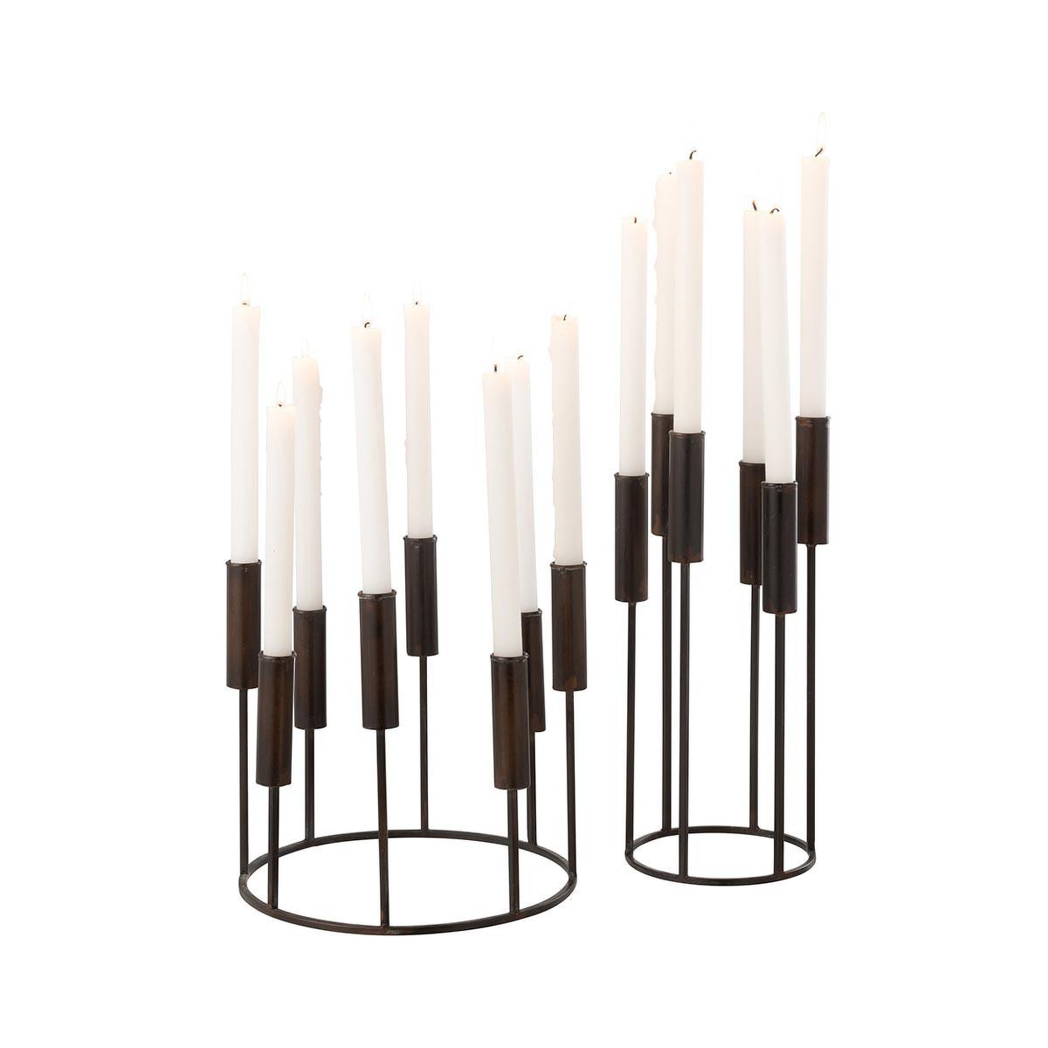 Voir la diapositive 2 : J-LINE Lot de 2 Chandeliers en Métal  Pierre  37cm Noir