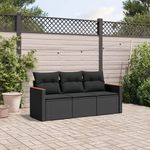 VIDAXL Salon de jardin 3 pcs avec coussins noir resine tressee