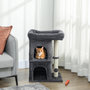 Voir la diapositive 2 : PAWHUT Arbre à chat griffoir 2 niches grande plateforme panier d'observation boule ressort gris