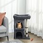 Voir la diapositive 2 : PAWHUT Arbre à chat griffoir 2 niches grande plateforme panier d'observation boule ressort gris