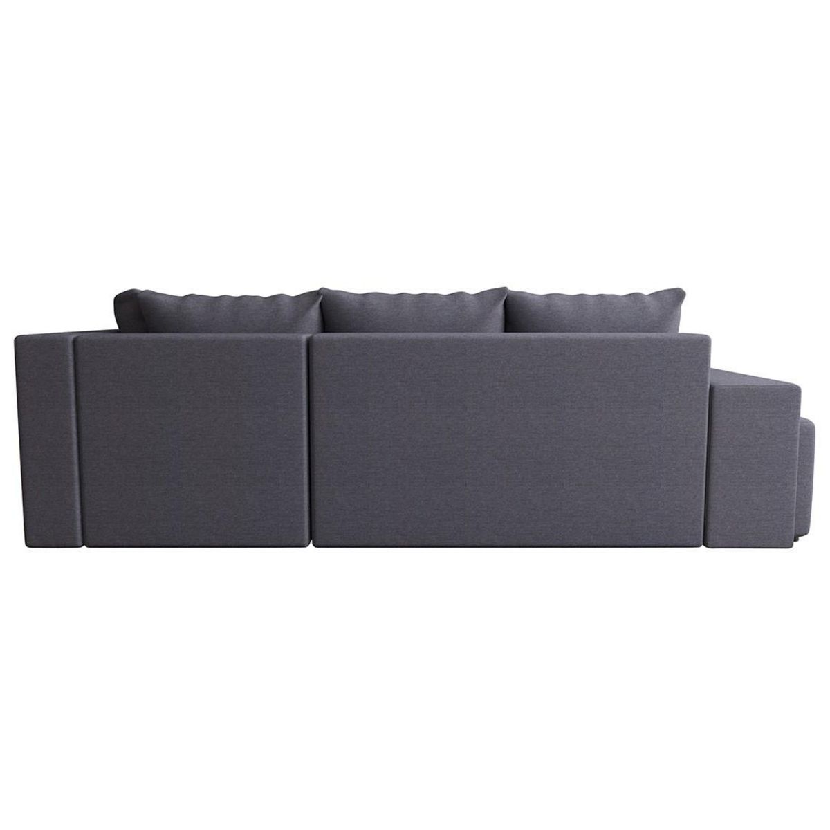BEST MOBILIER Libbie - canapé d'angle droit 4 places convertible avec coffre, étagère et poufs en tissu