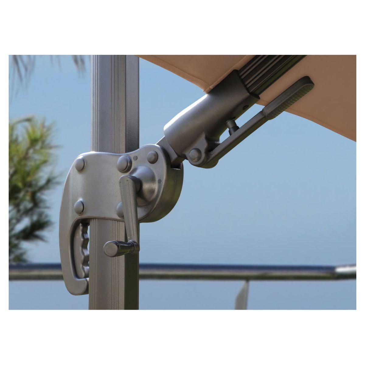 Parasol déporté carré orientable taupe 3x3m