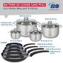 Voir la diapositive 2 : ELO Ensemble de 4 Poêles de cuisson 20, 24, 28 et 32 cm et 4 faitouts 12, 14, 20 et 24 cm Elo Prima Brillant
