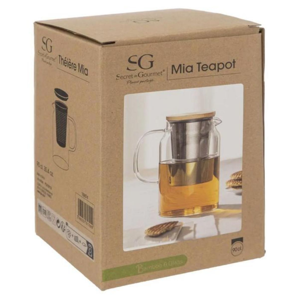 SECRET DE GOURMET Théière en Verre  Mia  90cl Transparent