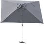 Voir la diapositive 5 : OUTSUNNY Parasol déporté carré parasol LED inclinable pivotant 360° manivelle piètement acier dim. 3L x 3l x 2,66H m gris