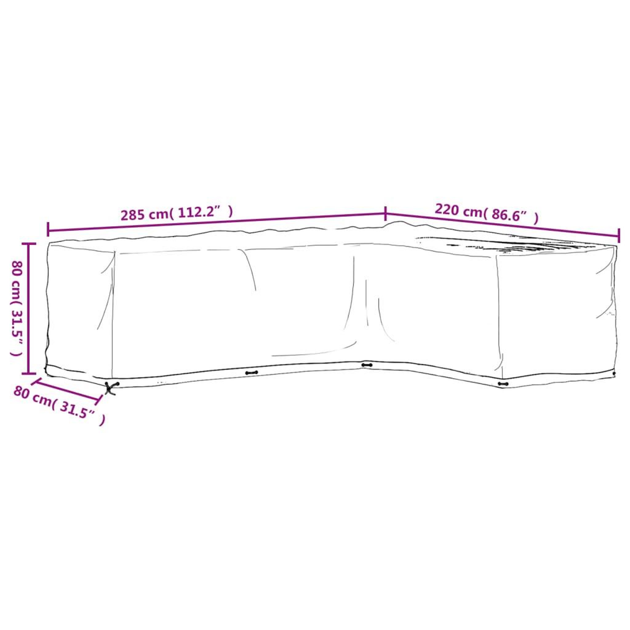 Voir la diapositive 6 : VIDAXL Housses de salon de jardin en forme de L 2 pcs 18 œillets