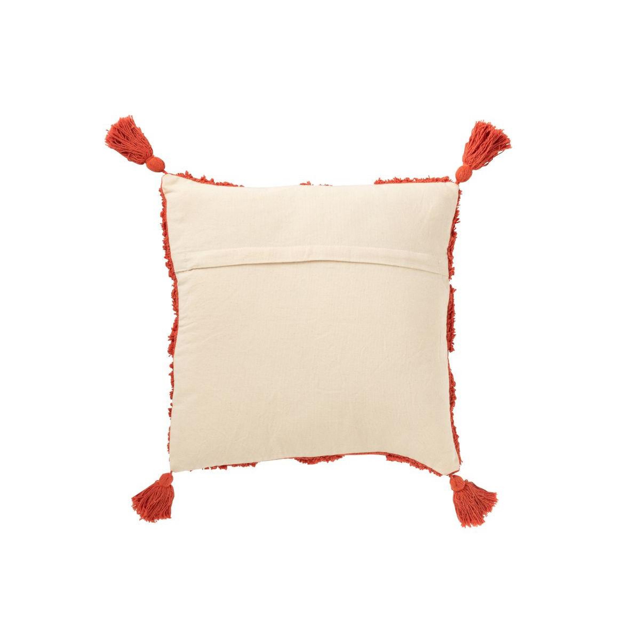 Voir la diapositive 2 : J-LINE Coussin déco tufté  efren  50x50cm rouge brique