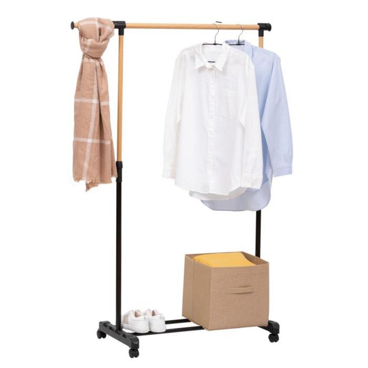 FIVE Portant à Vêtements Extensible  Effet Bois  166cm Noir