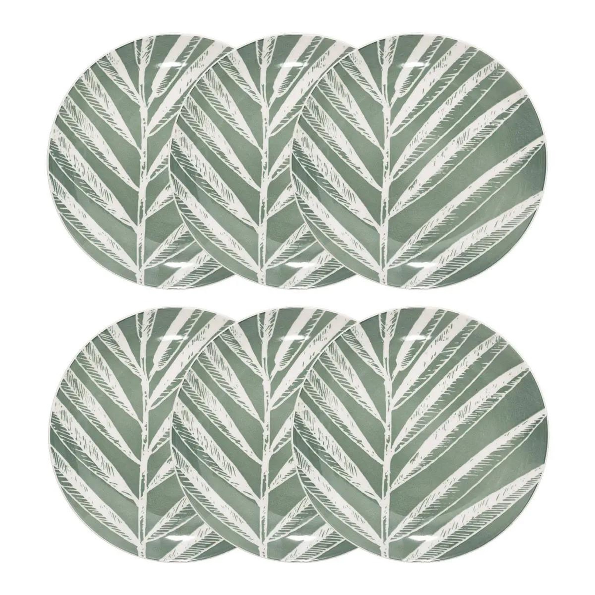 SECRET DE GOURMET Lot de 6 assiettes à dessert  green harmony  19cm vert