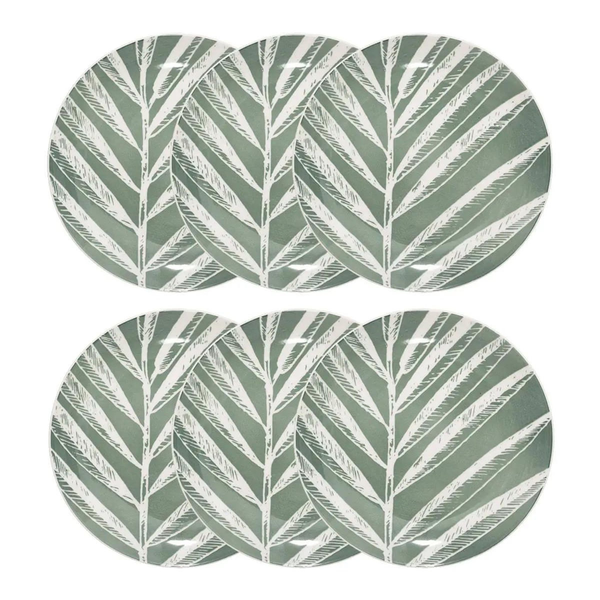 SECRET DE GOURMET Lot de 6 Assiettes à Dessert  Green Harmony  19cm Vert