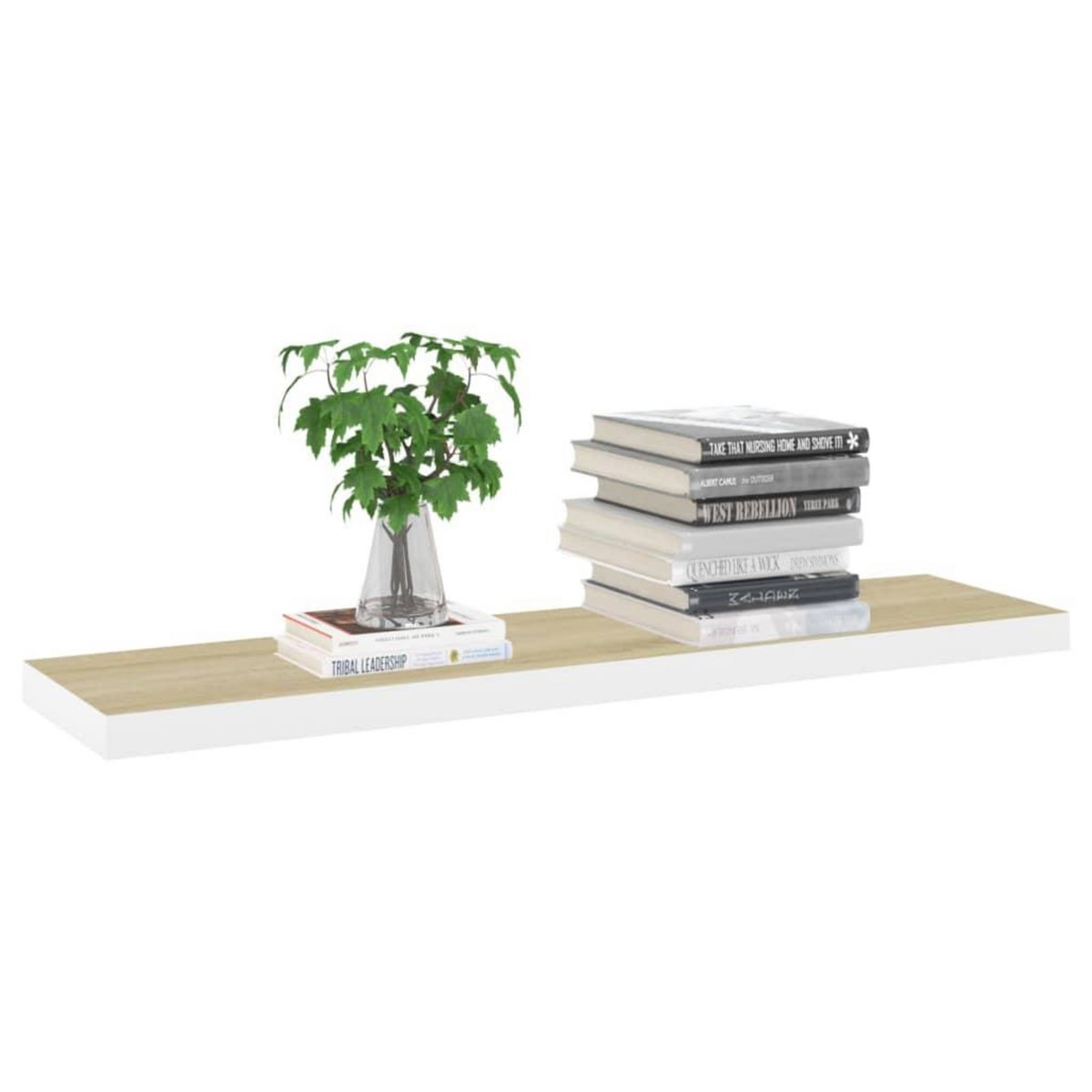 VIDAXL Etageres flottantes 2 pcs chene et blanc 120x23,5x3,8 cm MDF