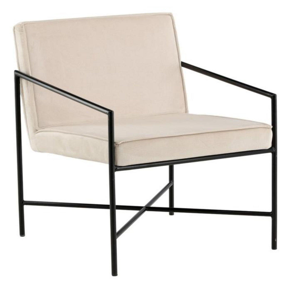 Paris Prix Fauteuil Design Velours  Rakel  78cm Beige