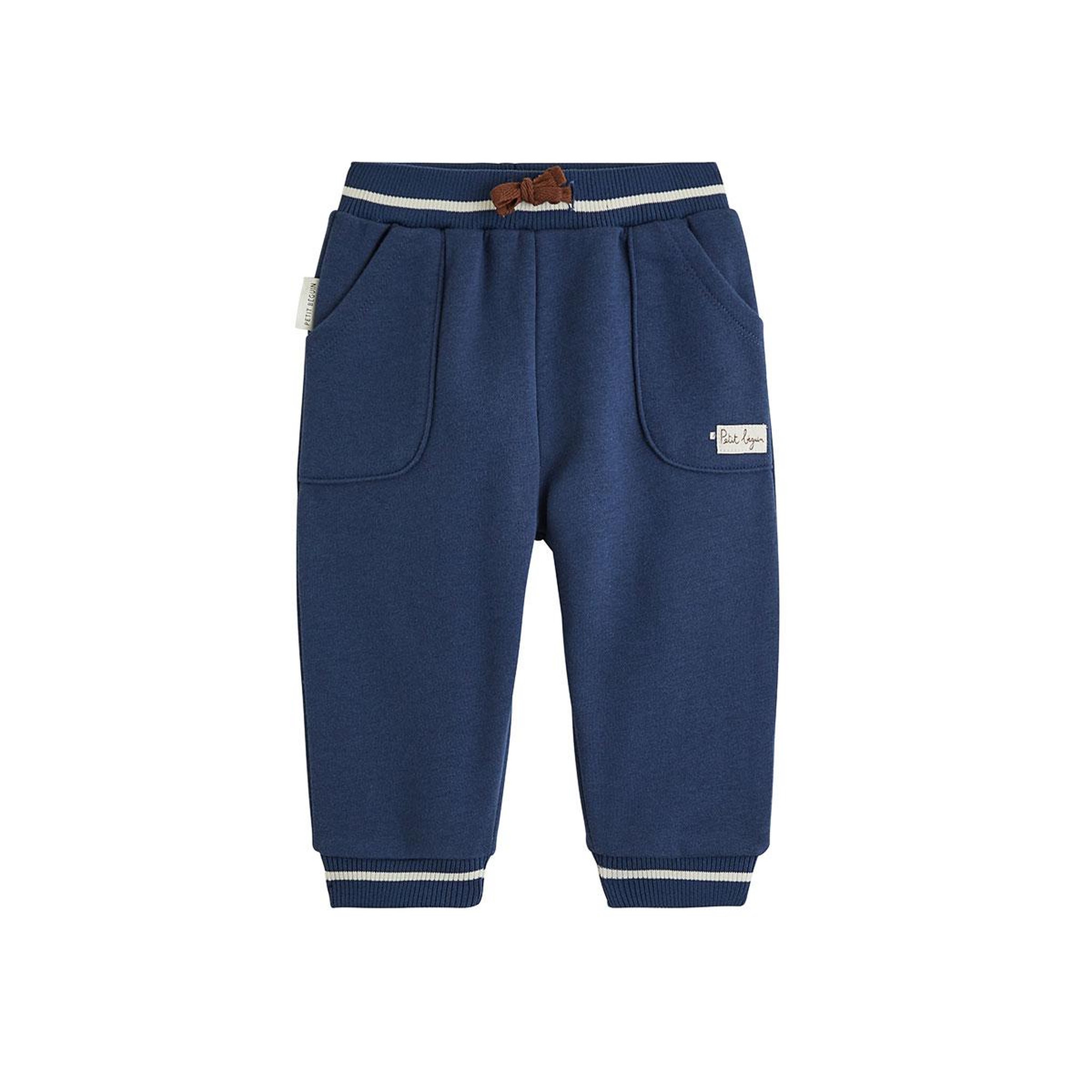 PETIT BEGUIN Pantalon bébé en molleton mathéo. Coloris disponibles : Bleu