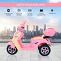 HOMCOM HOMCOM Moto scooter électrique pour enfants 6 V env. 3 Km/h 3 roues et topcase effet lumineux et sonore rose