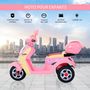 Voir la diapositive 5 : HOMCOM HOMCOM Moto scooter électrique pour enfants 6 V env. 3 Km/h 3 roues et topcase effet lumineux et sonore rose