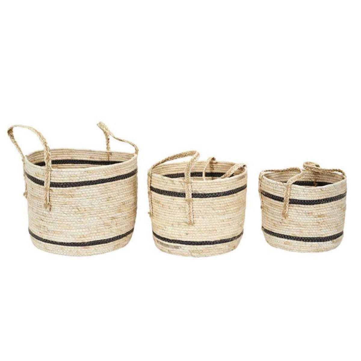 Paris Prix Lot de 3 Paniers de Rangement  Bicolore  36cm Beige