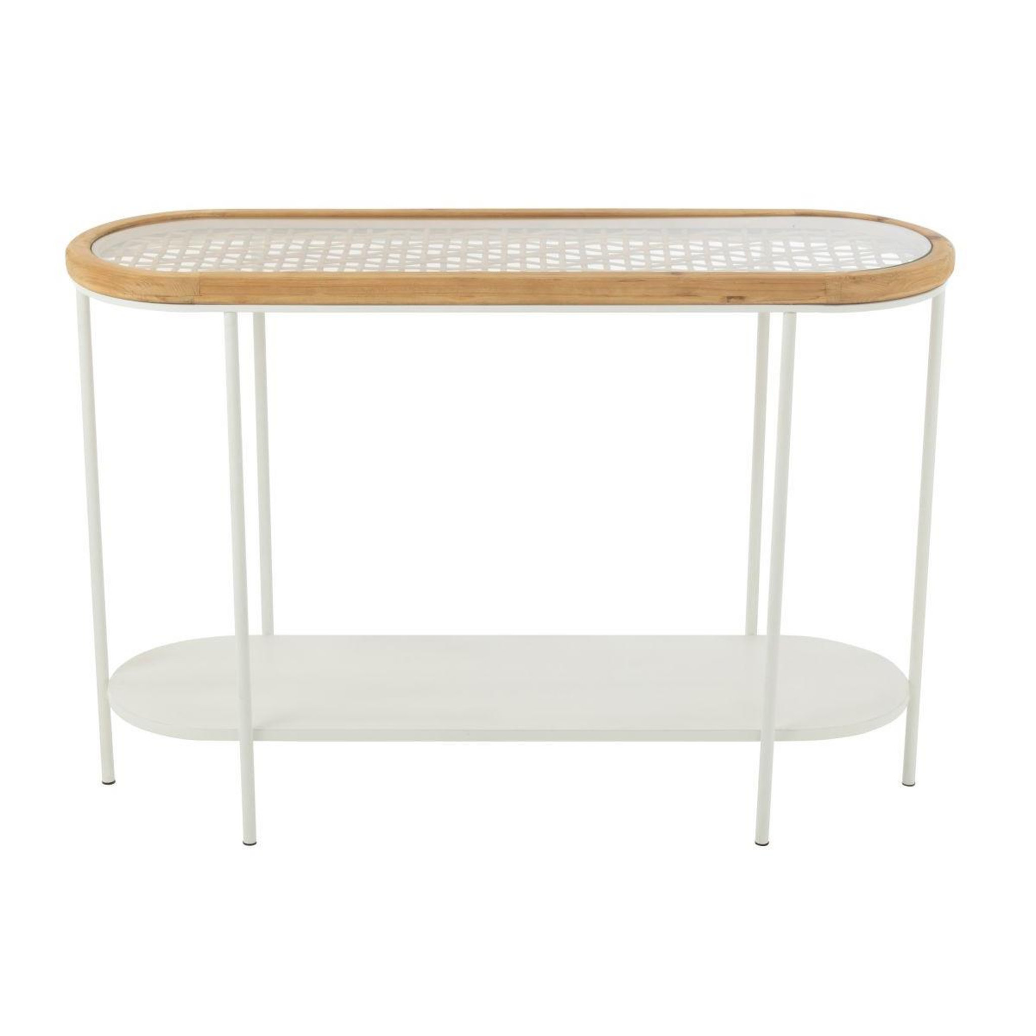 Voir la diapositive 3 : J-LINE Console en bois  mati  120cm naturel & blanc