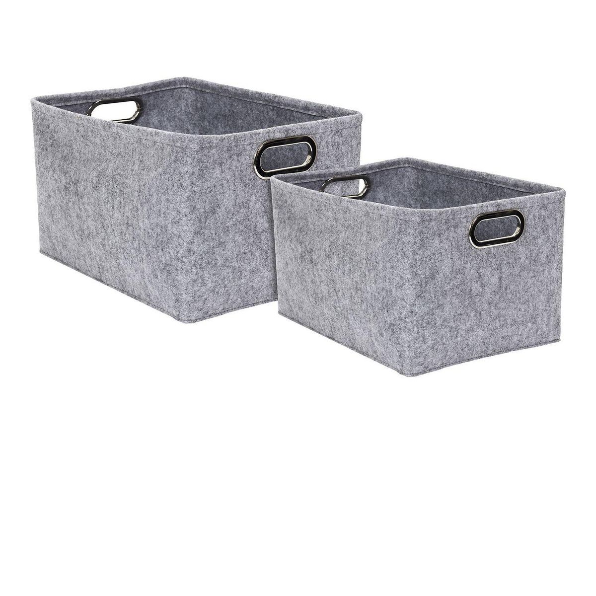 TOILINUX Lot de 2 Paniers de rangement rectangulaires en Polyester - Gris