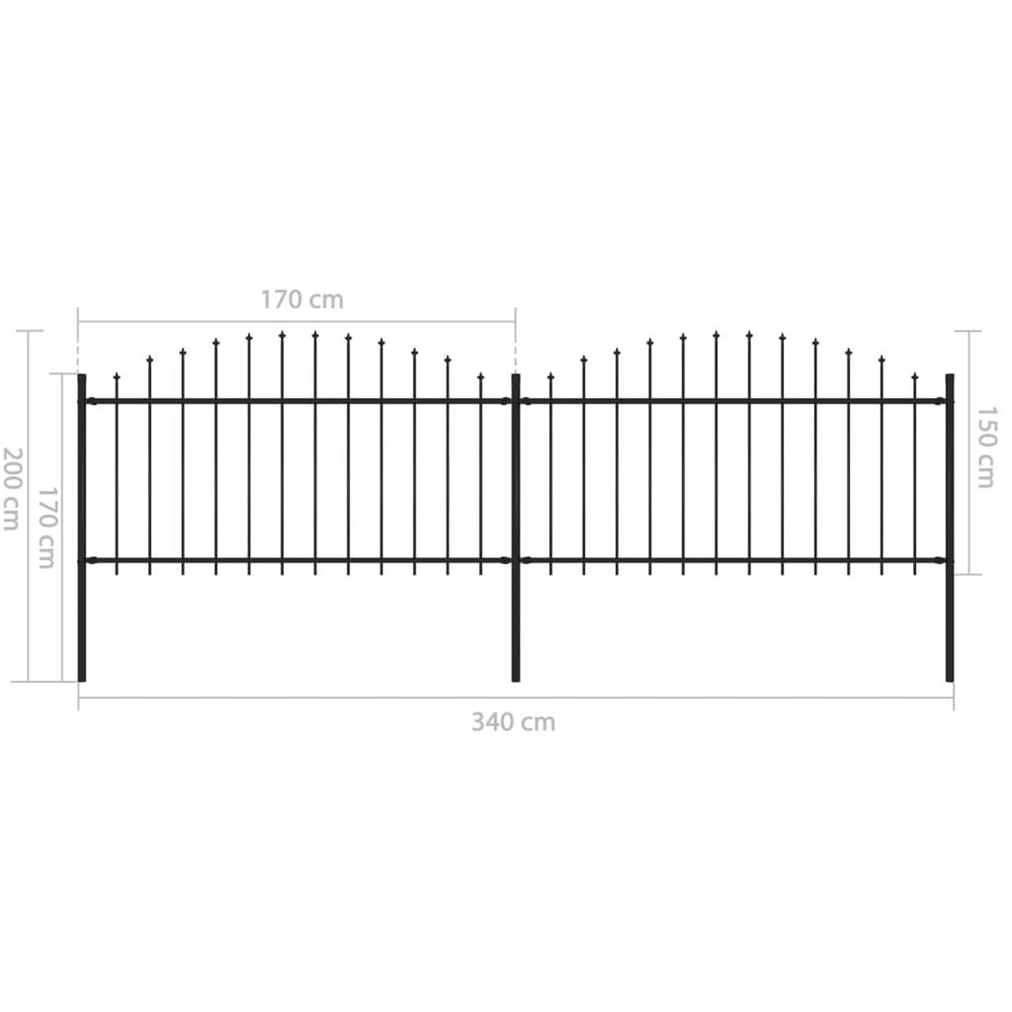 Voir la diapositive 5 : VIDAXL Cloture de jardin a dessus en lance Acier (1,25-1,5)x3,4 m Noir
