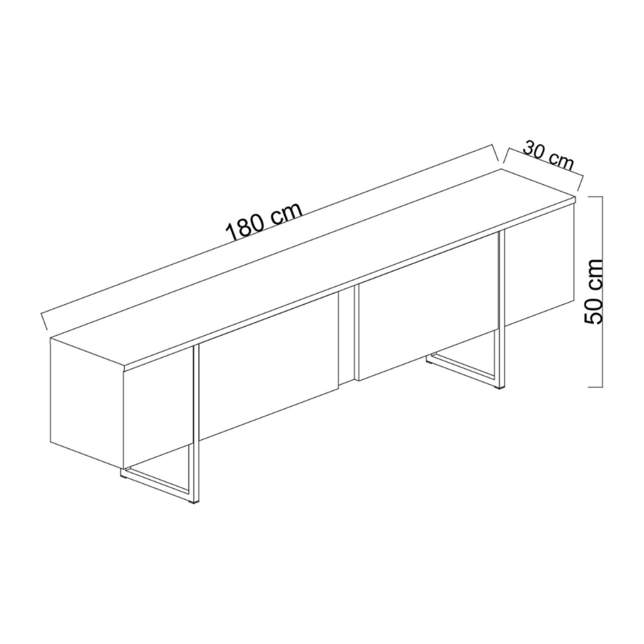 Voir la diapositive 3 : CONCEPT USINE Meuble tv blanc et doré 2 portes 180cm luxor