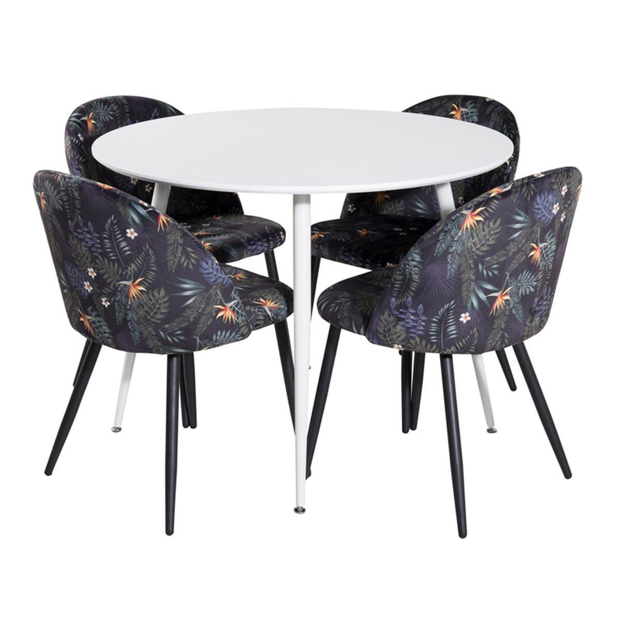 Paris Prix Ensemble table à manger & 4 chaises  plaza i & velvet  100cm blanc & multicolore