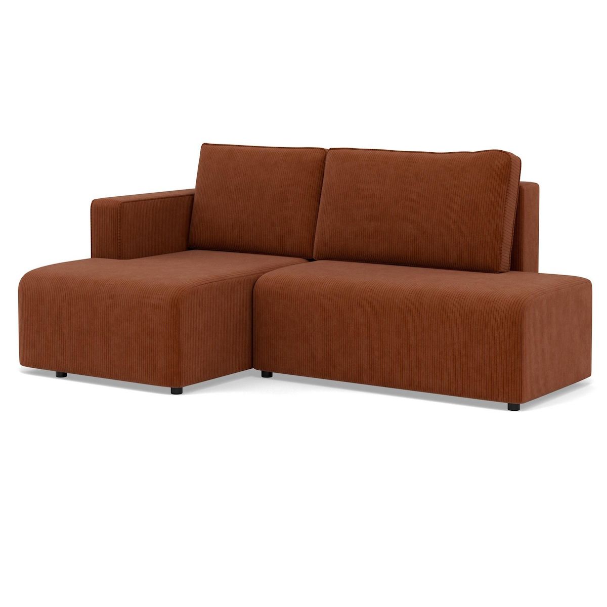 BEST MOBILIER Topaze - canapé d'angle gauche 4 places convertible avec coffre en velours côtelé