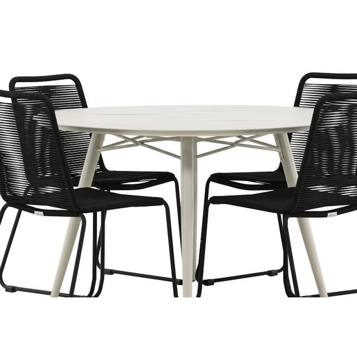 Paris Prix Ensemble Table de Jardin & 4 Chaises  Lina & Lindos  120cm Beige & Noir