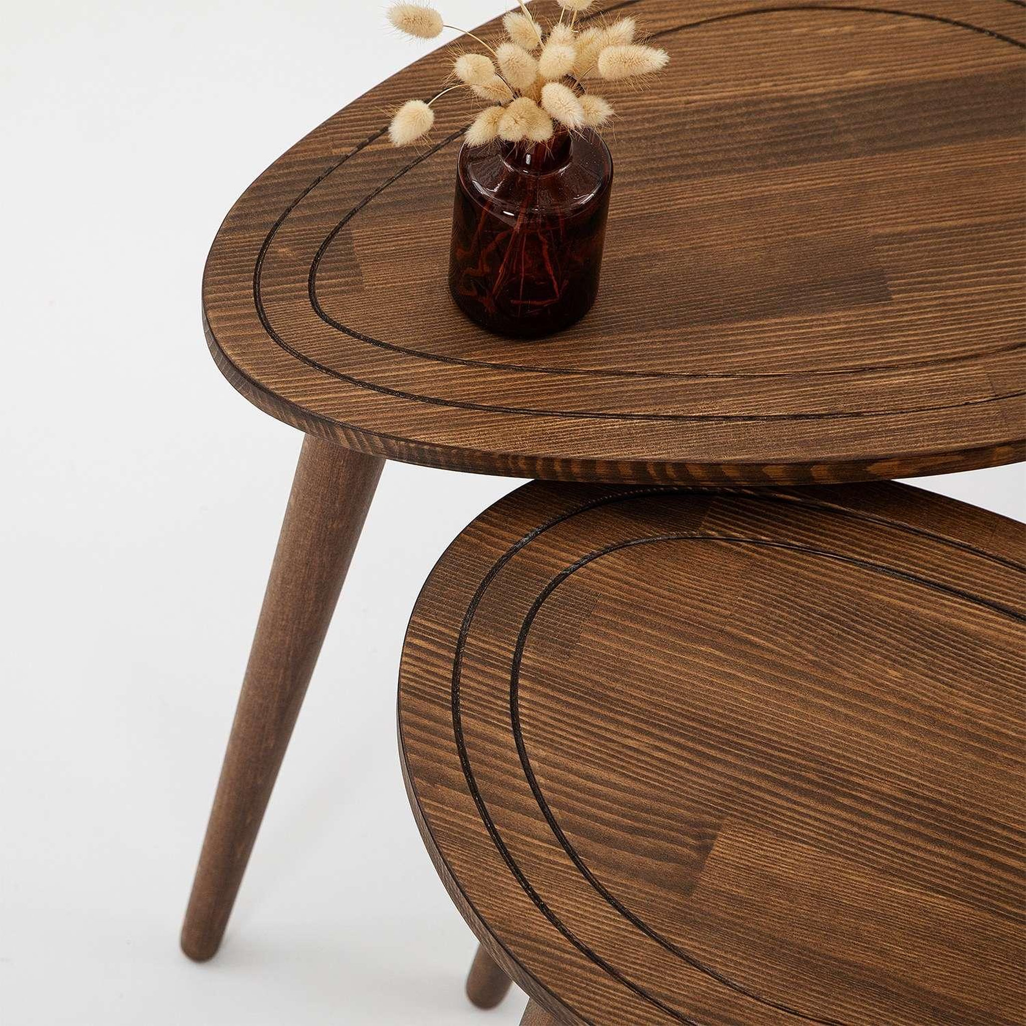 Voir la diapositive 4 : TOILINUX Lot de 2 tables d'appoint théodore en bois massif