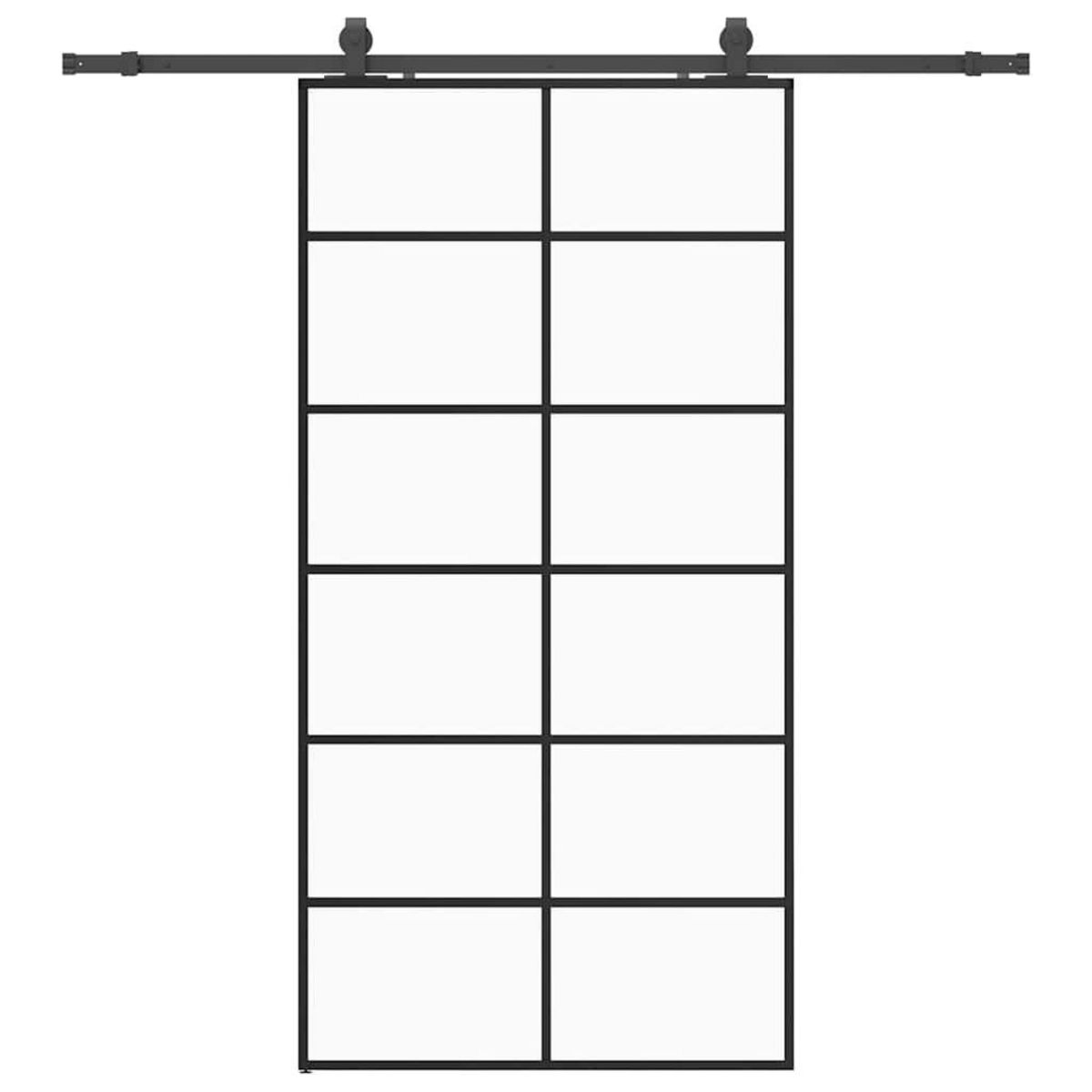 VIDAXL Porte coulissante kit de quincaillerie noir 102x205cm verre ESG
