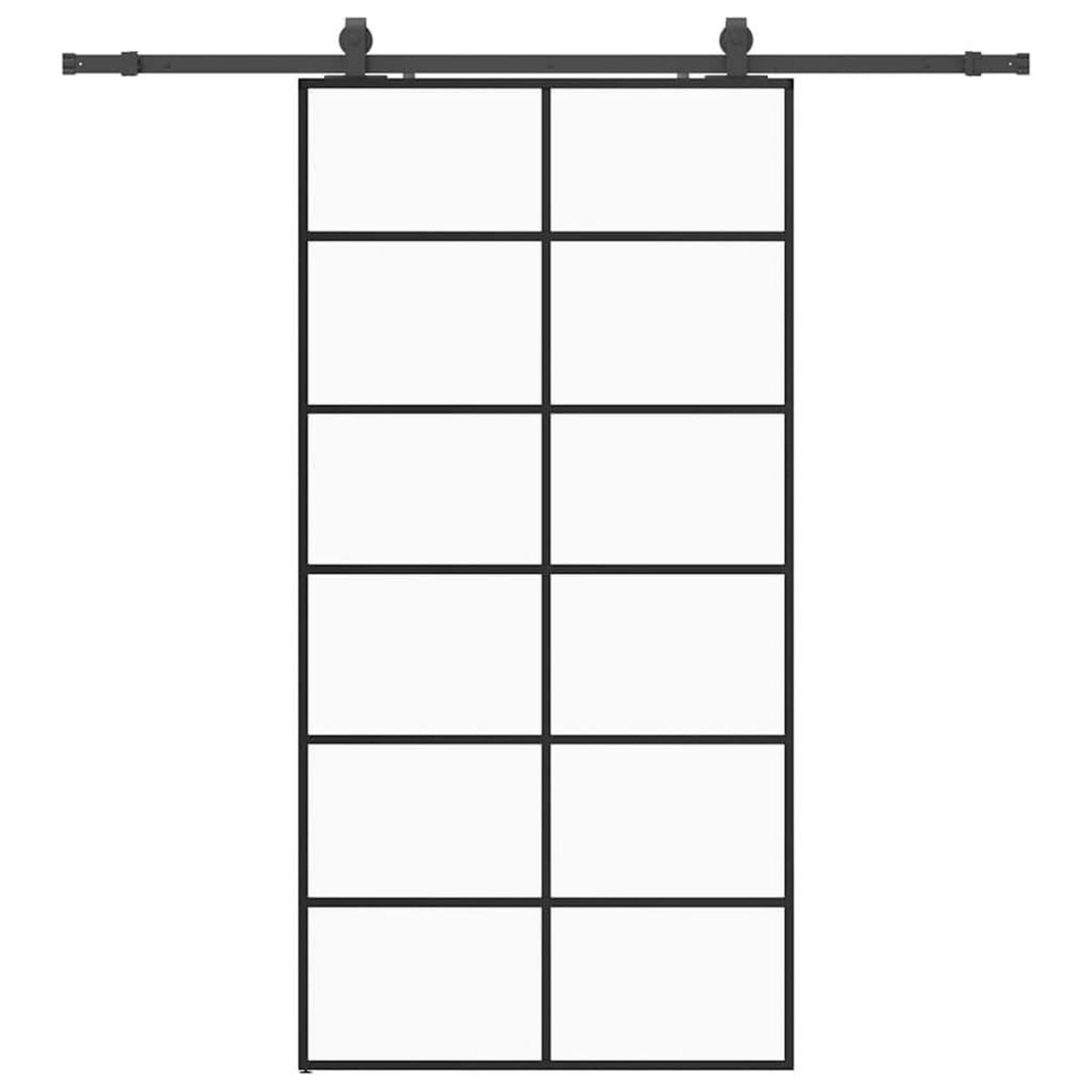 VIDAXL Porte coulissante kit de quincaillerie noir 102x205cm verre ESG